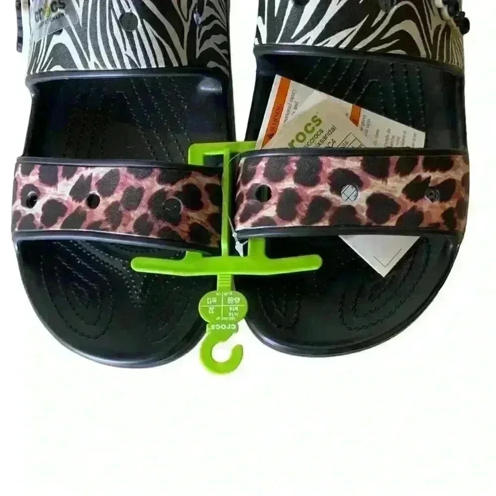 Crocs Classic Animal Remix Two-Strap Slide Sandals Men's Size 14 Shoes NEW